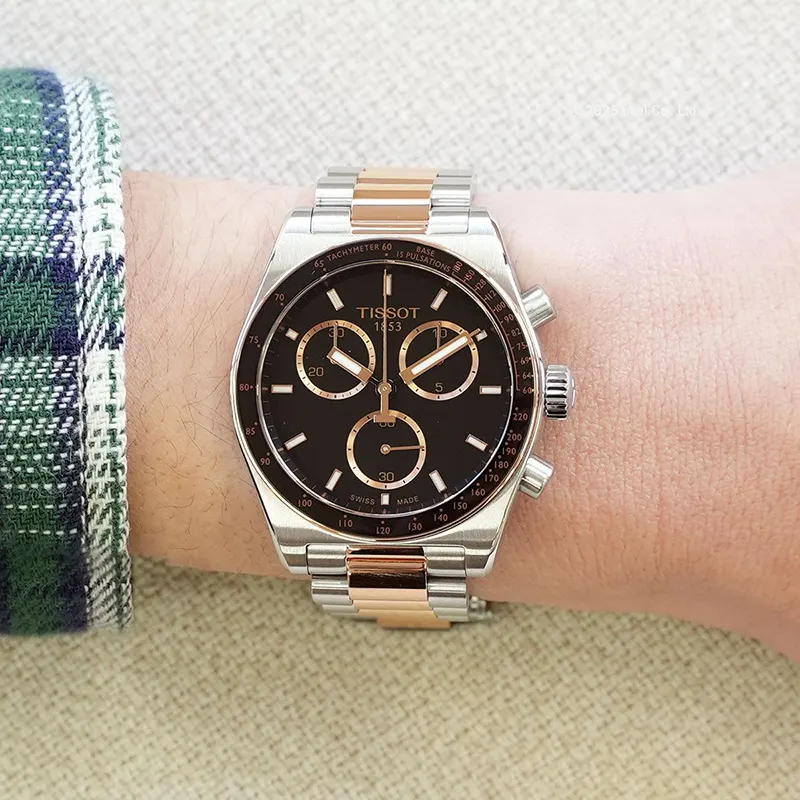 Tissot PR516 Chronograph Quartz T149.417.22.051.01 Men's Two-Tone Black Dial Watch